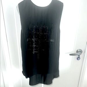 L’agemce Top Black beaded Sleeveless size 6